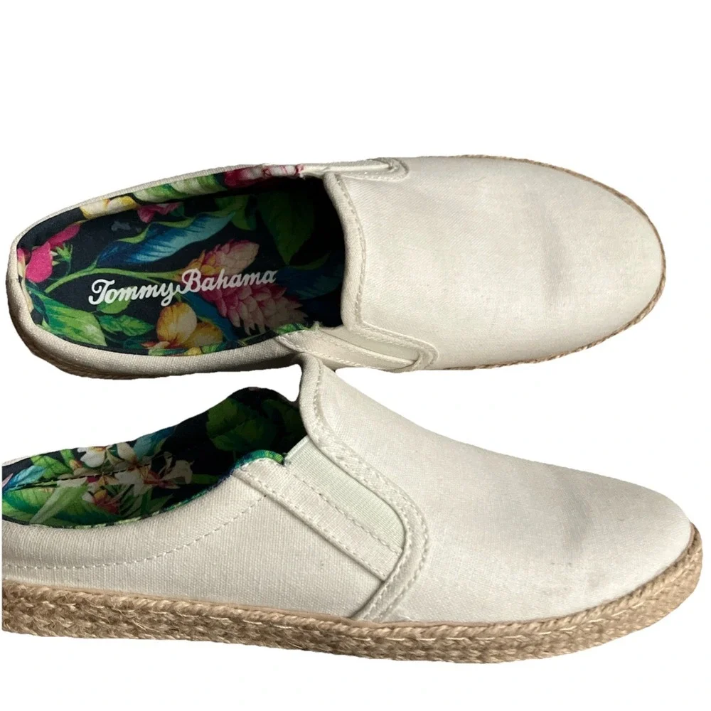 Tommy Bahama Shoes Womens 9 Cream Tropical Espadrilles‎ Slides Sneakers Mules